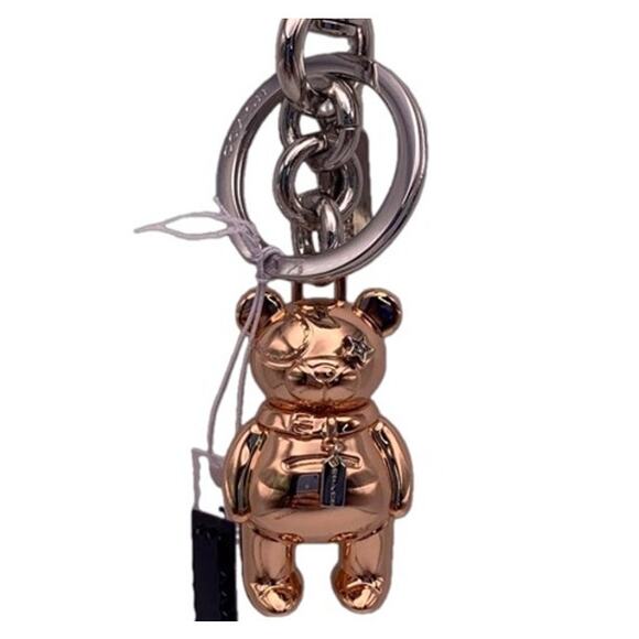 Coach Handbags - NWT COACH Rose Gold Teddy Bear Bag Charm Silver / Rose Gold 3 D Bear Bag Charm